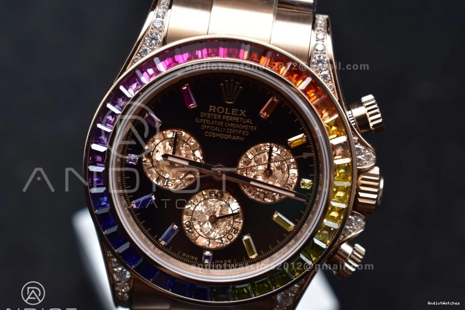 ZF SH Rainbow Bracelet Best 1:1 Diamonds 116595RBOW Durable Edition 776 Black RG Dial on Daytona 0416